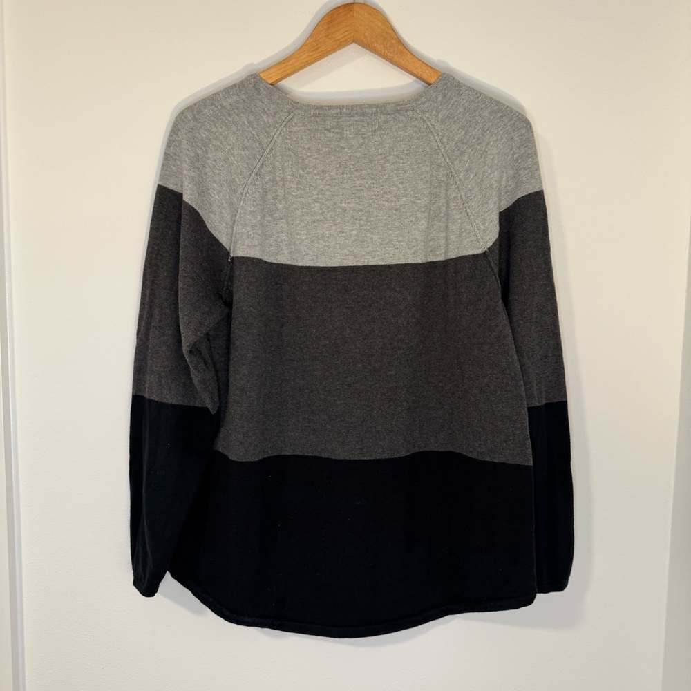 Karen Scott Sweater Gray Black Colorblock Large - Picture 2 of 3